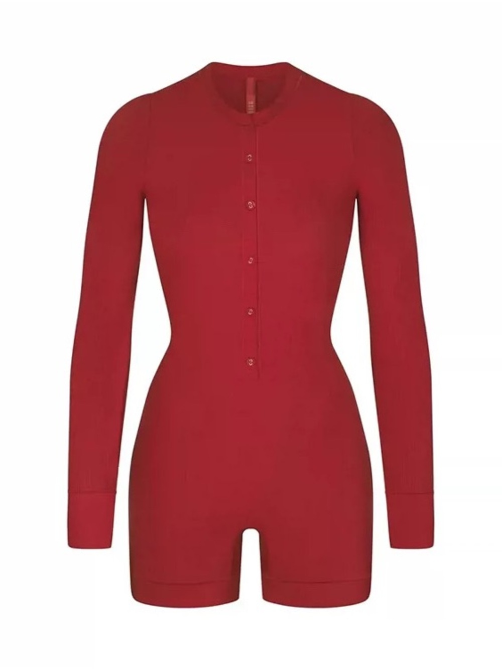NEW SKIMS Long Sleeve Red Button Romper